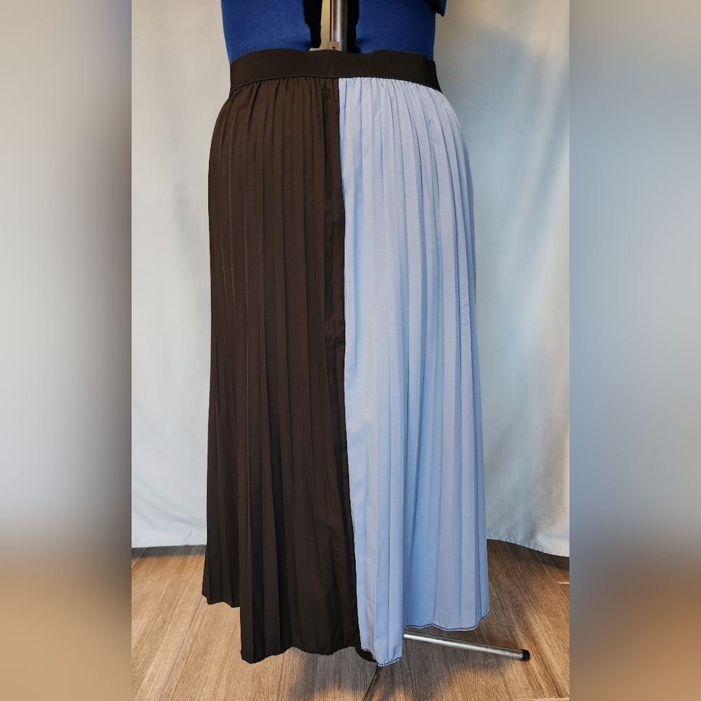Shein Two-Tone Pleated Midi Skirt